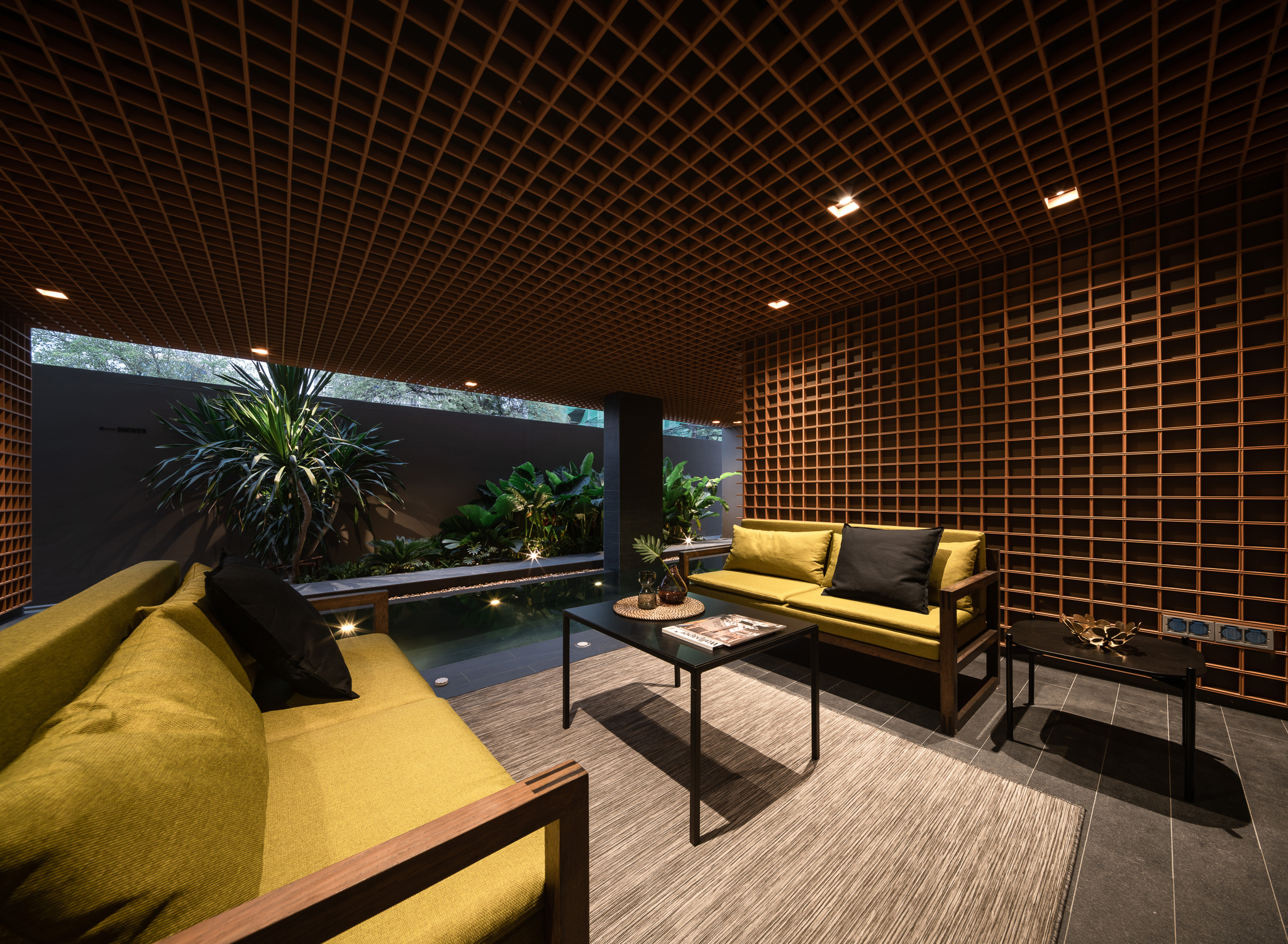 Restaurant atmosphere with warm lighting